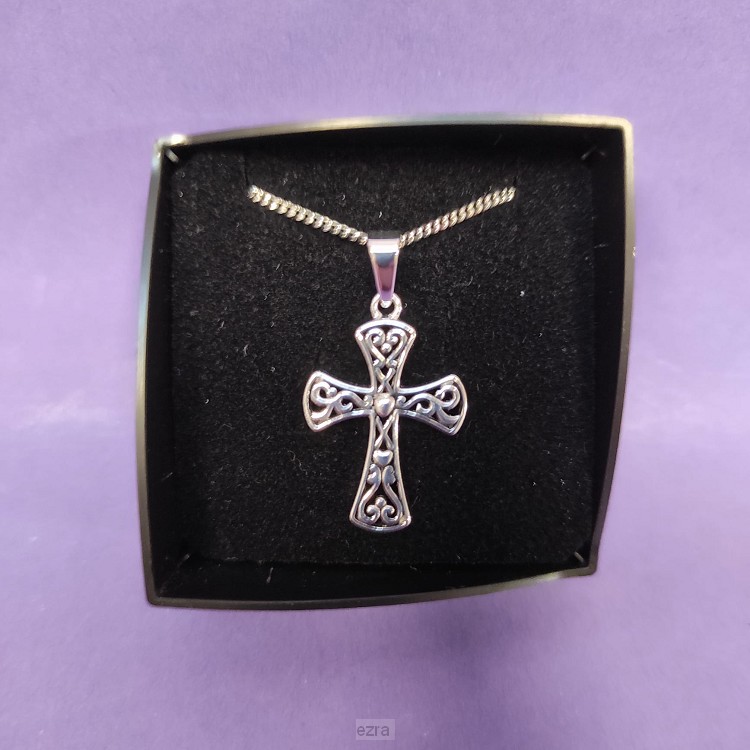 Kruis vintage zilver m/collier