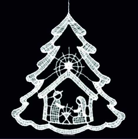 Lace hanger Tree with nativity 9cm