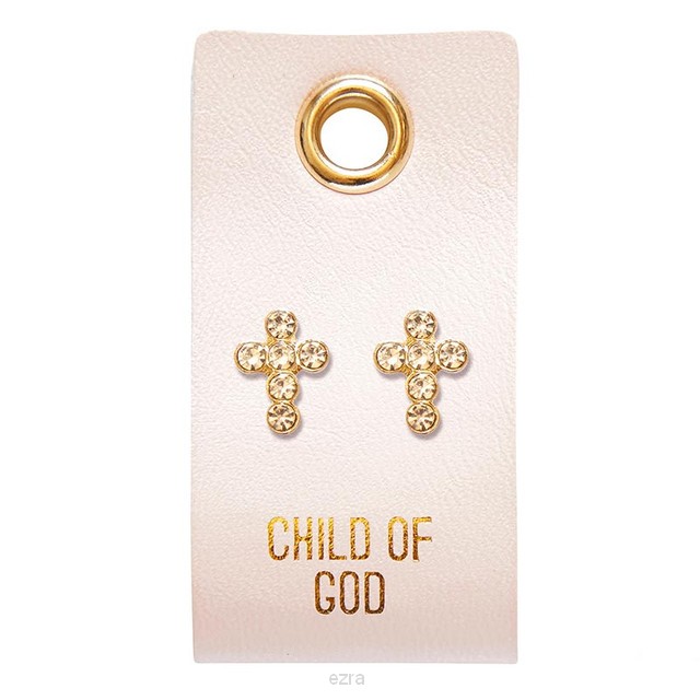Leather Tag Earring - Rounded cross Rhin