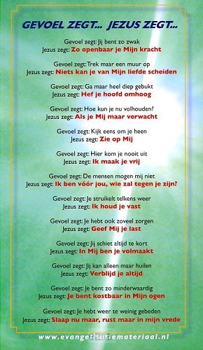 Kaart gevoel zegt Jezus zegt