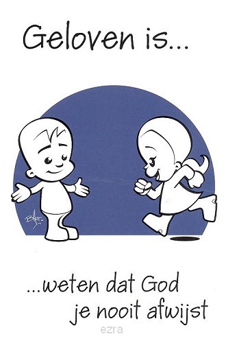 Prentbriefkaart geloven is weten dat God
