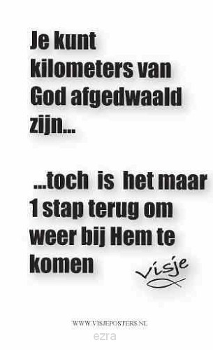 Minikaart visje kilometers van God af