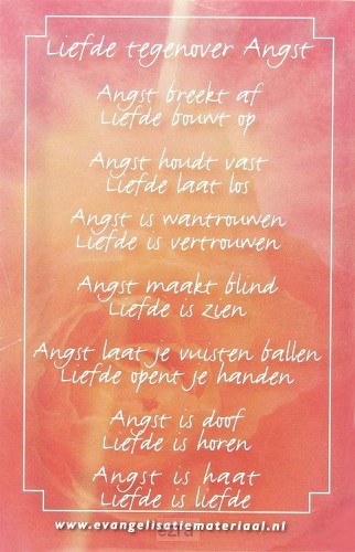 Minikaart liefde tegenover angst