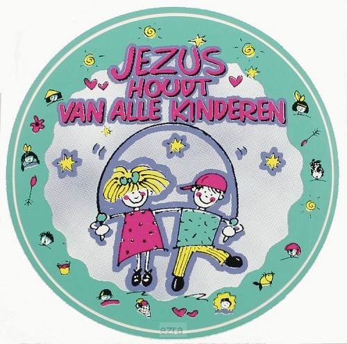 Sticker Jezus houdt van alle kinder rond