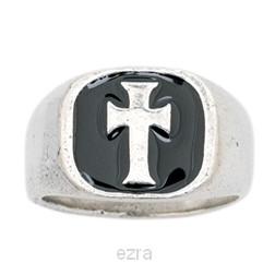 Signet cross - Black - Medium - Ring