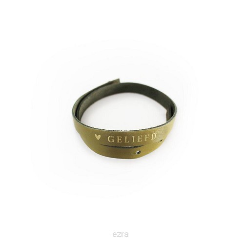Leren wikkelarmband Geliefd mosterd dame