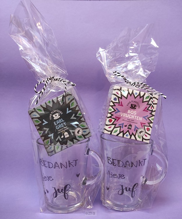 Theeglas + thee Bedankt Lieve juf