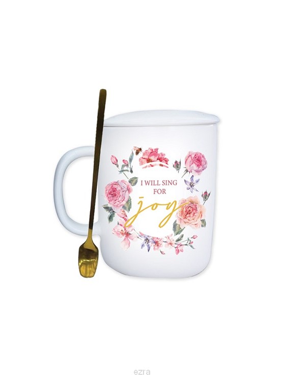 Mug ceramic cover/spoon I will sing for