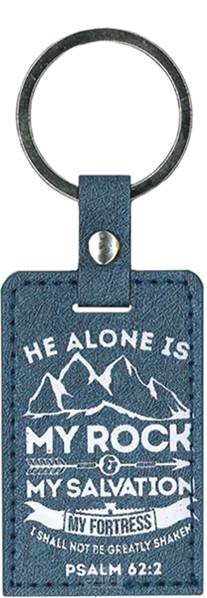 Luxleather keyring He alone is my rock