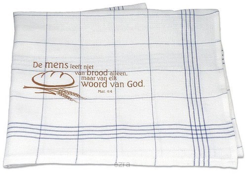 Theedoek blauw de mens leeft niet van