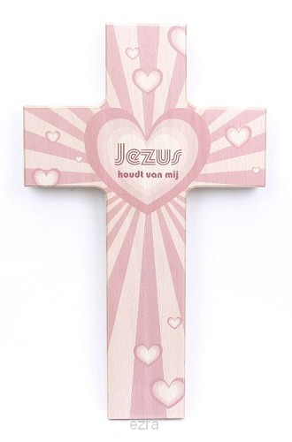 Kruis hout 20cm Jezus houdt van mij