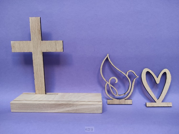 Kaartstandaard met kruis+hart+duif*