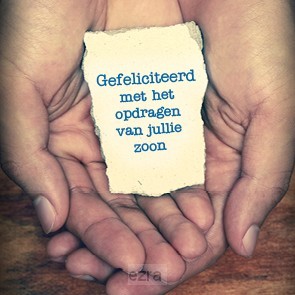 Kaart gefeliciteerd opdragen zoon