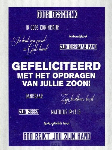 Kaart gefeliciteerd opdragen zoon
