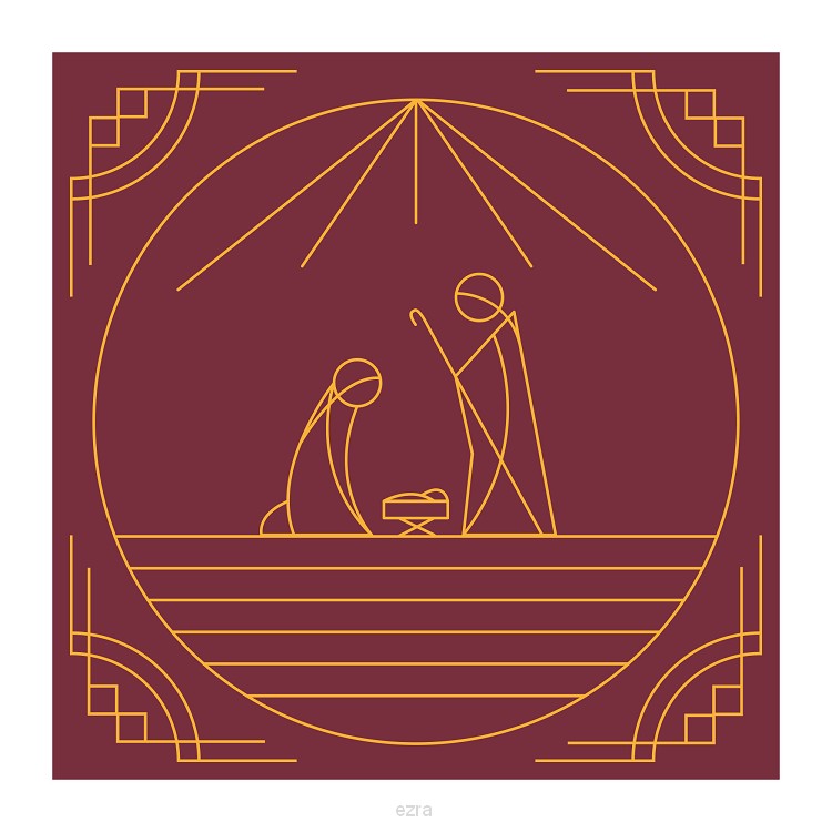 Kerstkaart ''Jozef & Maria'' - rood