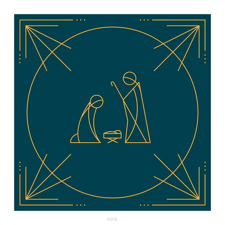 Kerstkaart ''Jozef & Maria'' - zwart