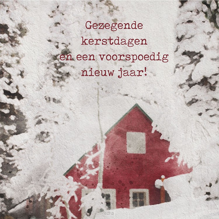 Minikerstkaart sneeuwhuis