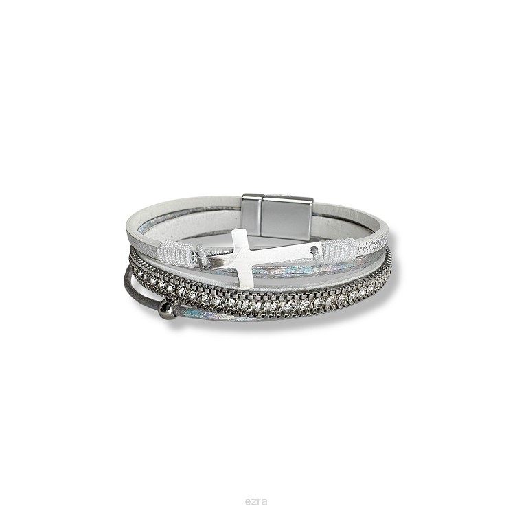 Meerlaagse armband kruis zilveraccent