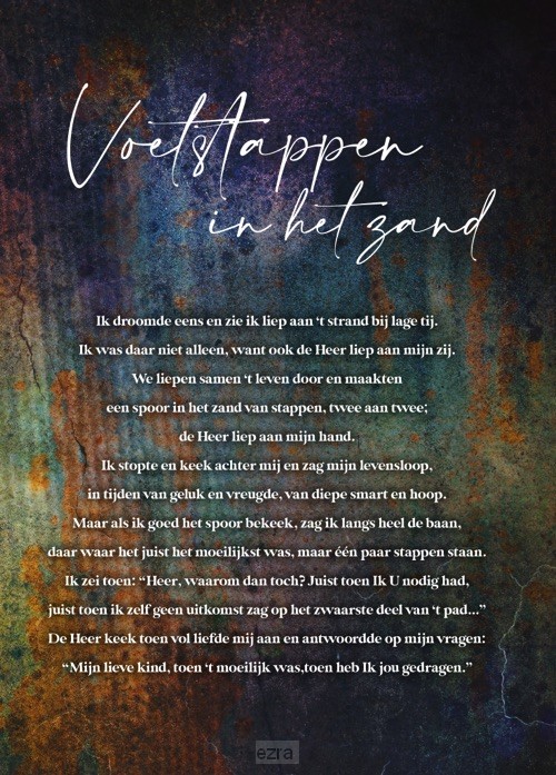 Poster a4 voetstappen in het zand