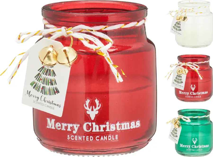 Candle in glass merry christmas 6x7cm as