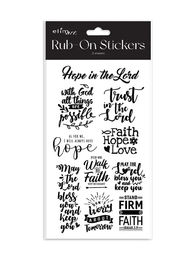 Rub on Stickers Typography black words