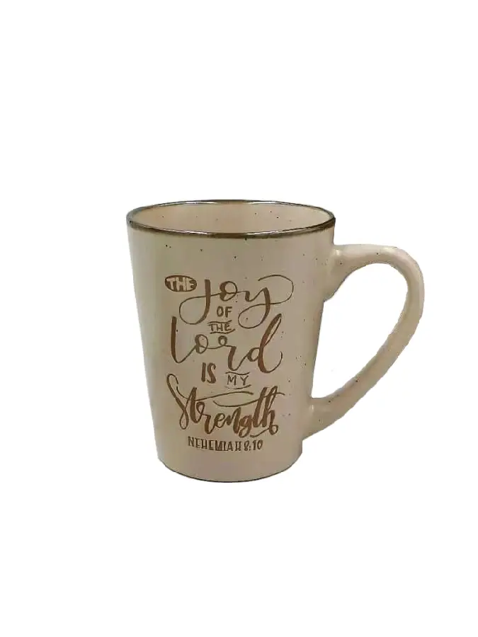 Stoneware mug joy of the Lord beige