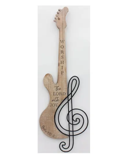 Wall Art Guitar Worship the Lord 53x18cm