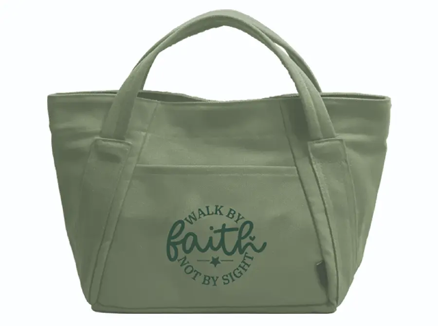 Mini canvas tote bag Walk by faith