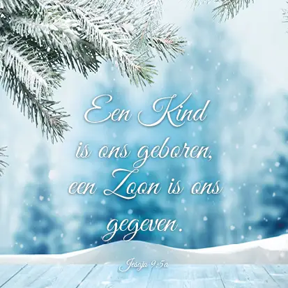 Kerstkaart een kind is ons geboren
