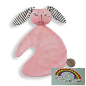 Konijn tutdoek roze God zorgt