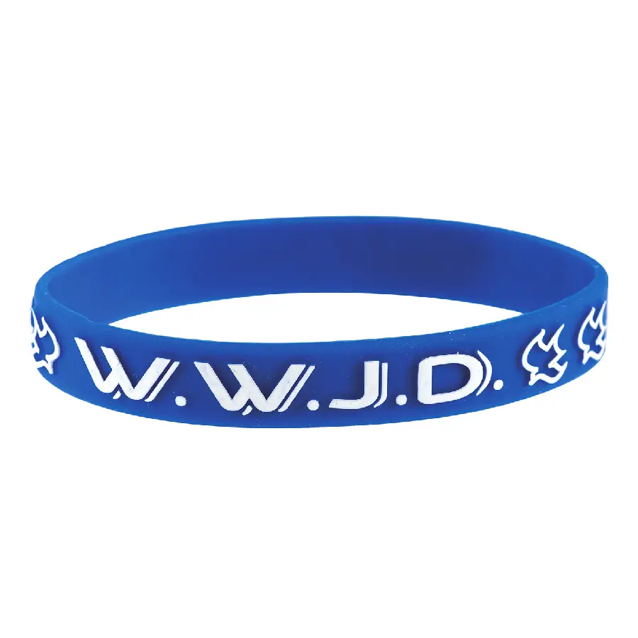 Armband blauw WWJD duif Silicone