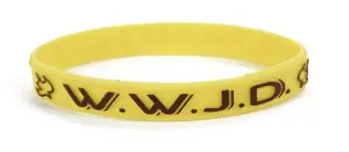 Armband geel WWJD duif Silicone