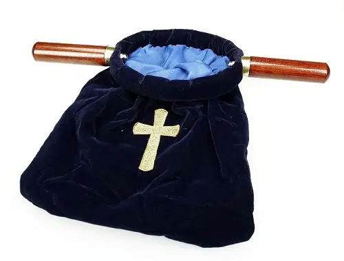 Offering Bag  Blue With Cross