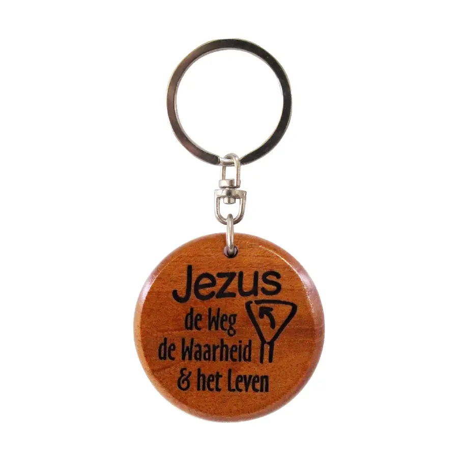 Sleutelhanger rond hout Jezus is de weg