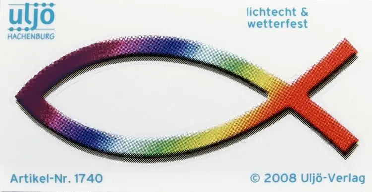 Sticker vis  regenboogkleuren 9cm
