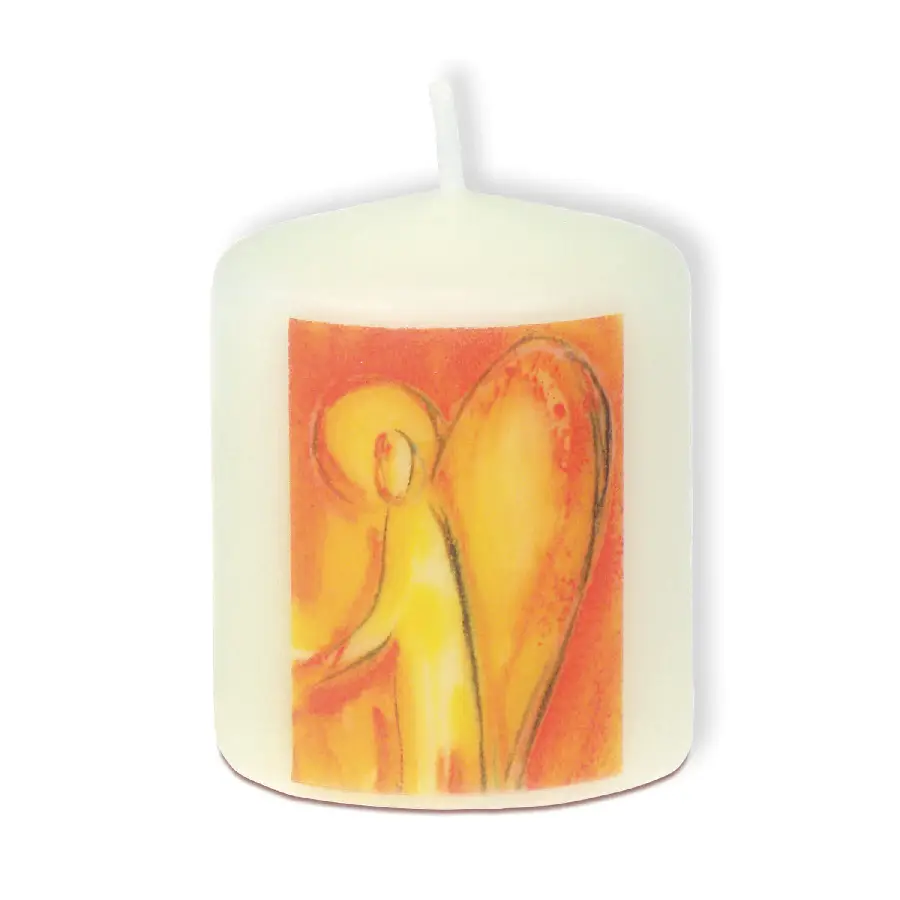 Stompkaarsje engel oranje/geel  6/5cm