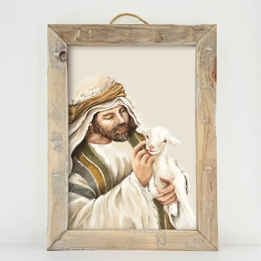 Schilderij A3 Herder met schaapje