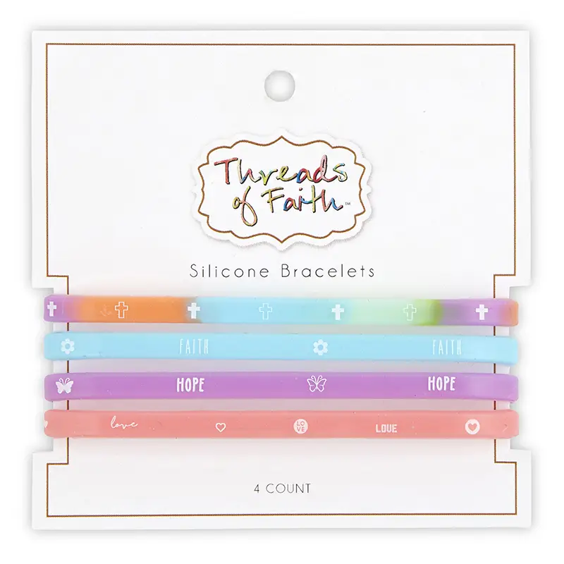 Silicone bracelets faith hope love cross