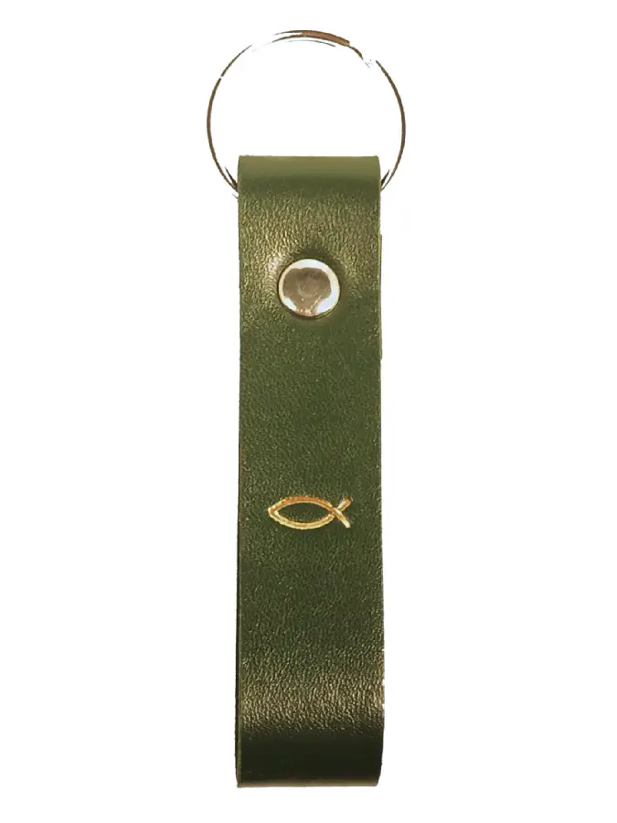 Ichthus fish  Fauxleather keyring