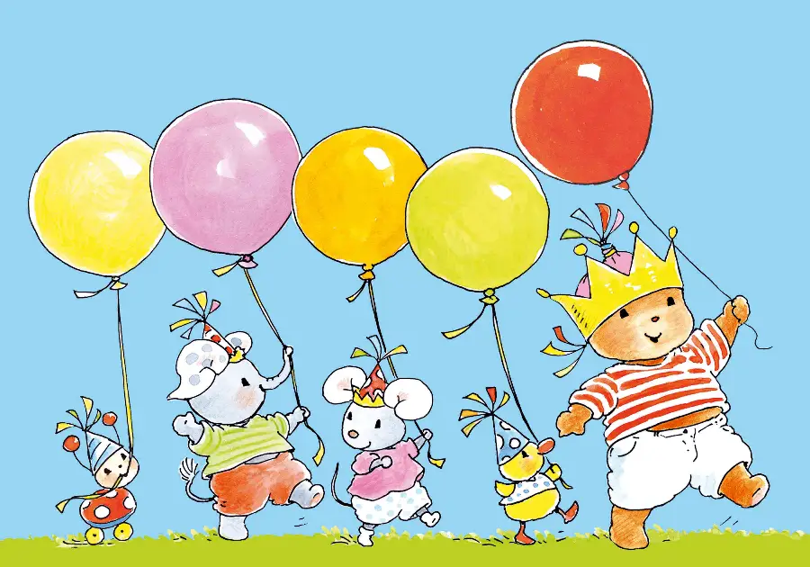 Ansichtkaart 15x10,5 bobbi met ballonnen