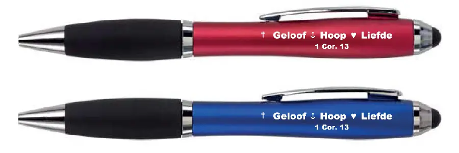 Pen Softtouch Blauw Geloof Hoop Liefde*