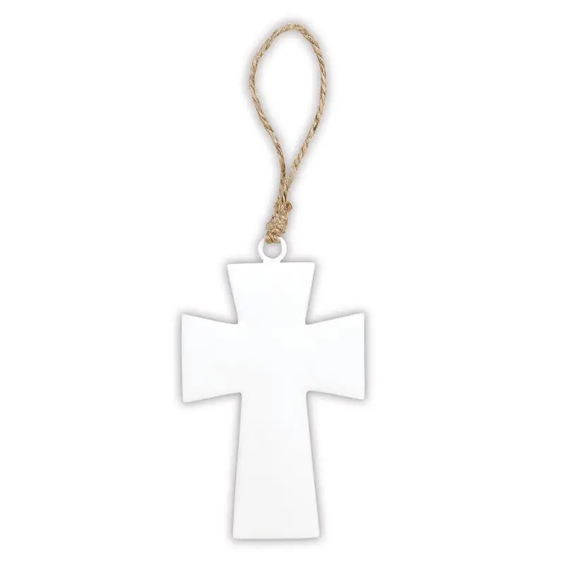 Hanging Cross Enamel White 10,1cm