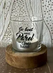 Theelichthouder/mango Je bent een parel