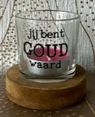Theelichthouder/mango Jij bent goud waar