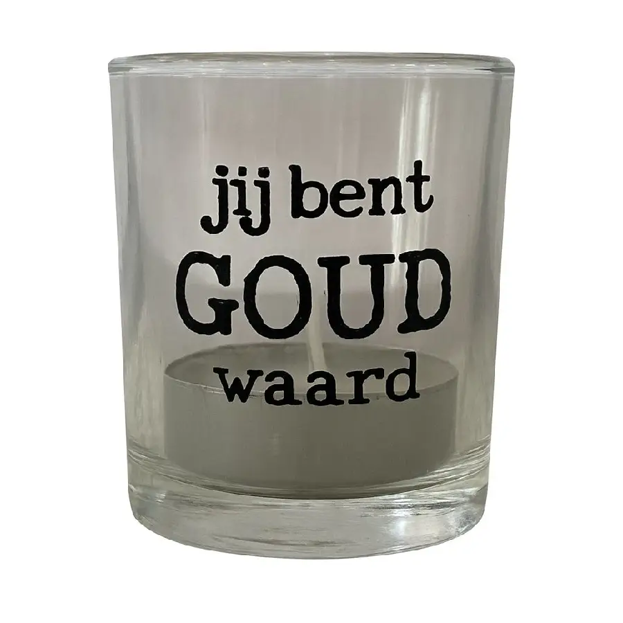 Theelichtje met geurkaars Jij bent goud