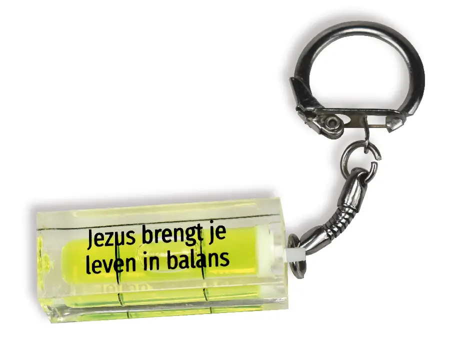 Sleutelhanger mini waterpas Jezus brengt