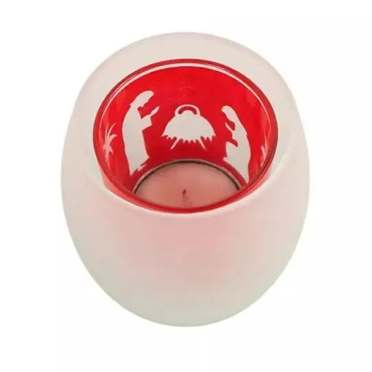 Candleholder glass Kerststal*