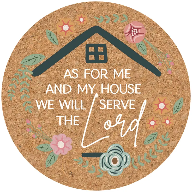 Cork coaster (4) in holder Serve the Lor