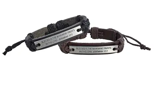 Leather Bracelet Blessed is the man