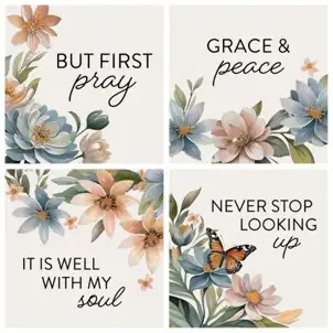 Stoneware coaster set Religious Inspirat